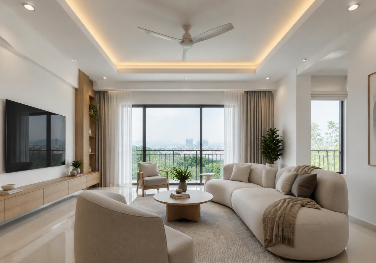 Recessed plaster ceiling with cove lighting
